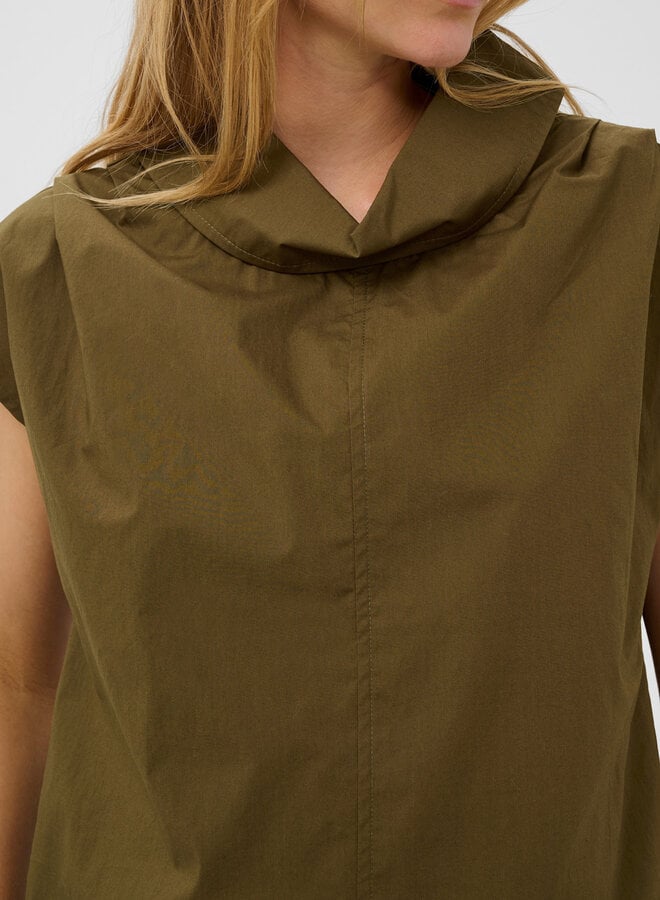 Blouse Soaked Molopo à col montant vert khaki