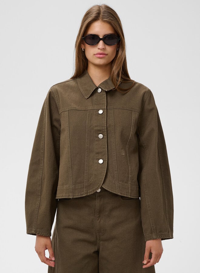 Jacket Soaked Sanaga à col classique vert khaki