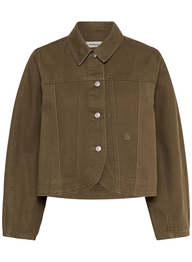 Jacket Soaked Sanaga à col classique vert khaki