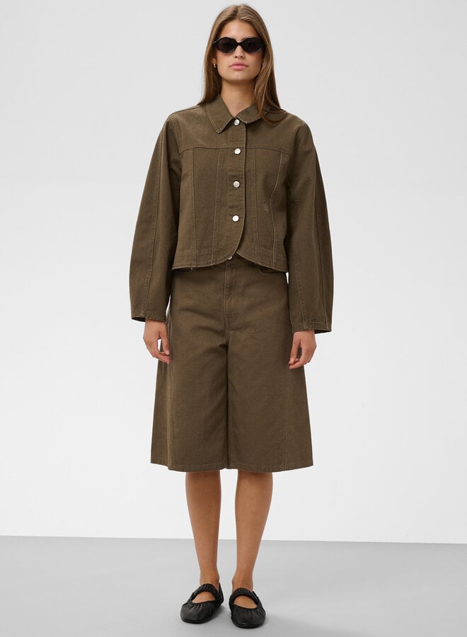 Jacket Soaked Sanaga à col classique vert khaki