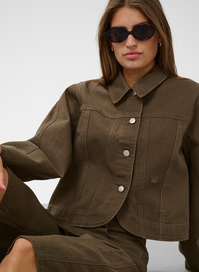 Jacket Soaked Sanaga à col classique vert khaki