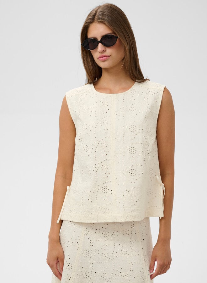 Haut Soaked Tano Chamy à broderies anglaises ivoire
