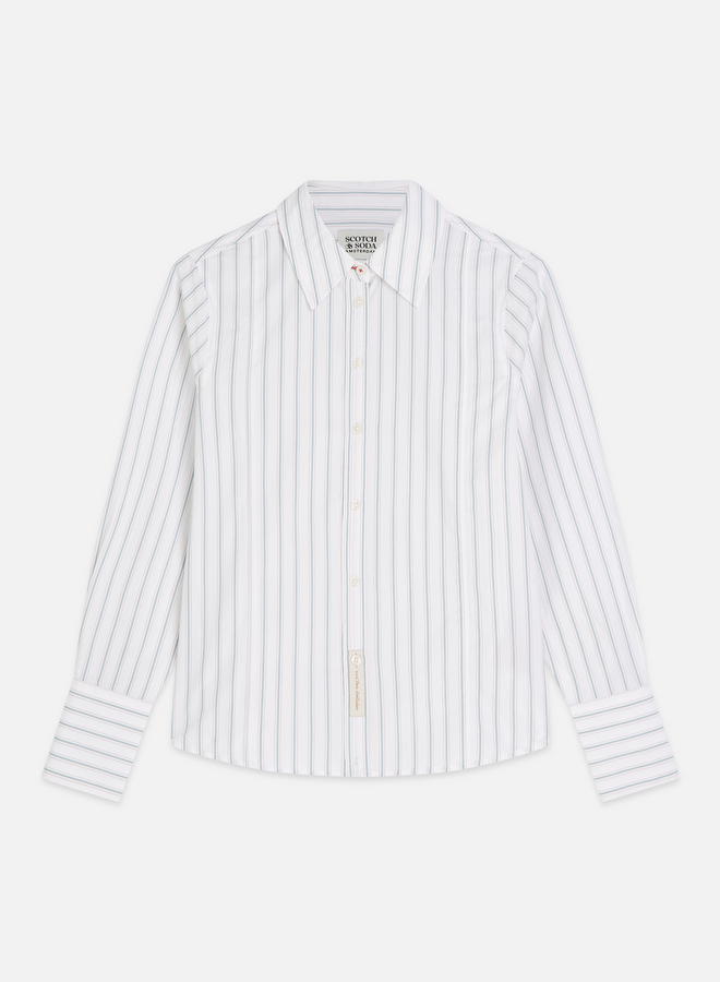 Chemise Scotch & Soda à col classique blanche rayée bleue