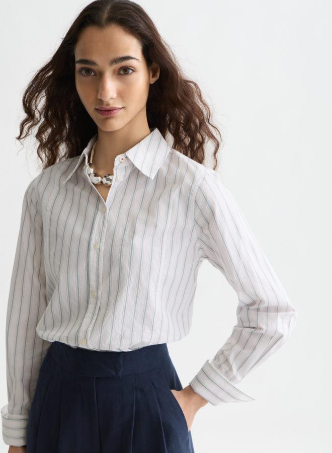 Chemise Scotch & Soda à col classique blanche rayée bleue