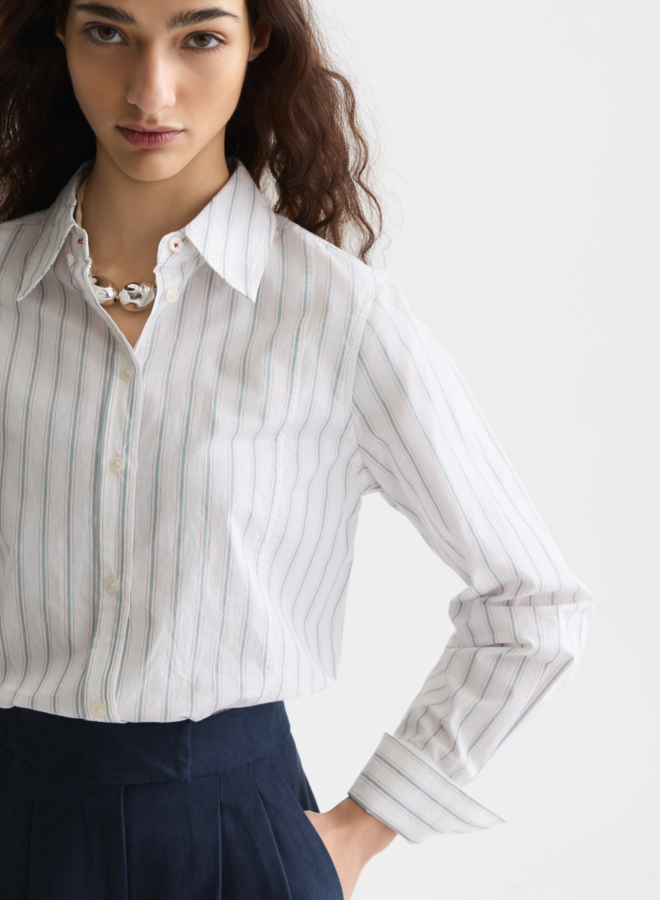 Chemise Scotch & Soda à col classique blanche rayée bleue