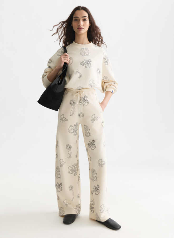 Chandail Scotch & Soda molletonné écru à broderies bleues