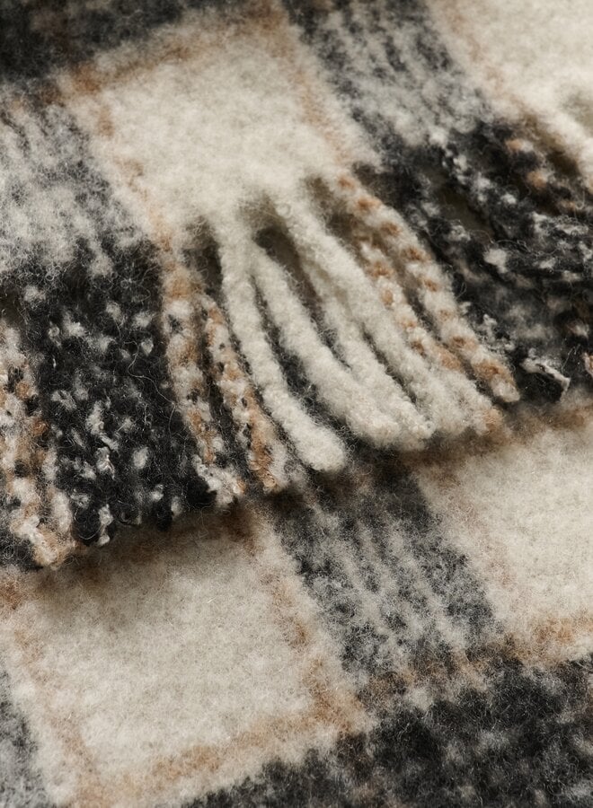 Foulard Part Two Chalena à carreaux crème, noir & beige camel