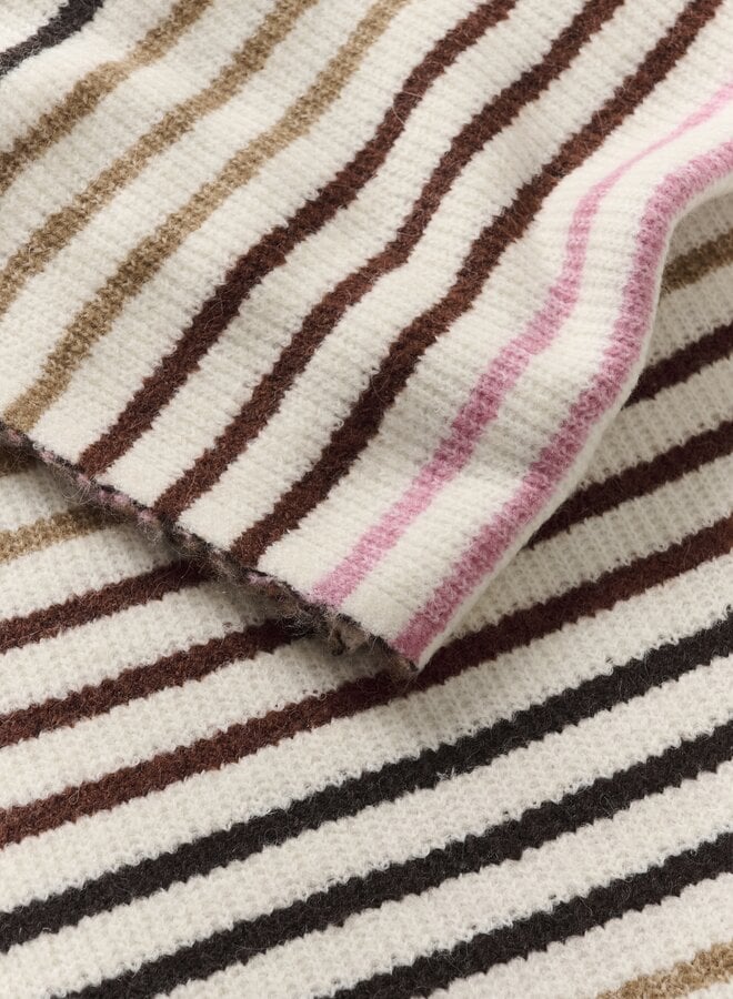 Foulard InWear Guna écru rayé rose, noir, rouille multi