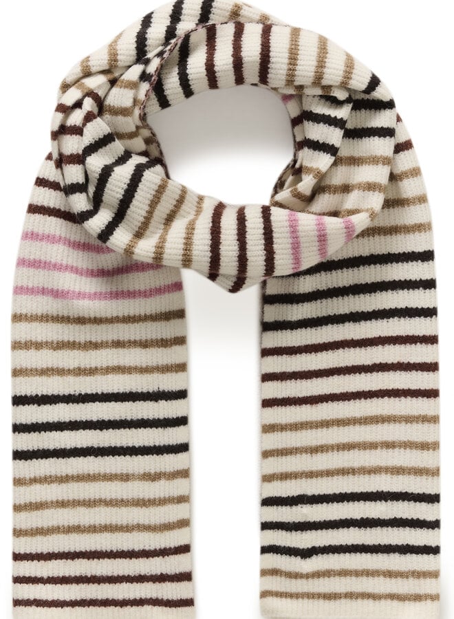 Foulard InWear Guna écru rayé rose, noir, rouille multi