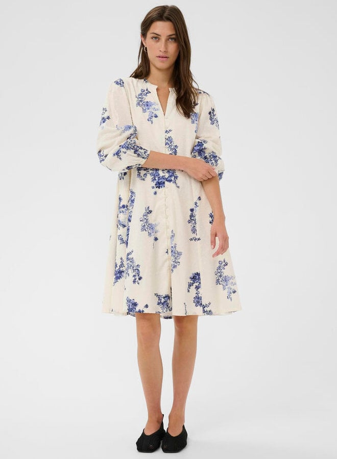Robe Part Two Avira écrue fleurie bleu