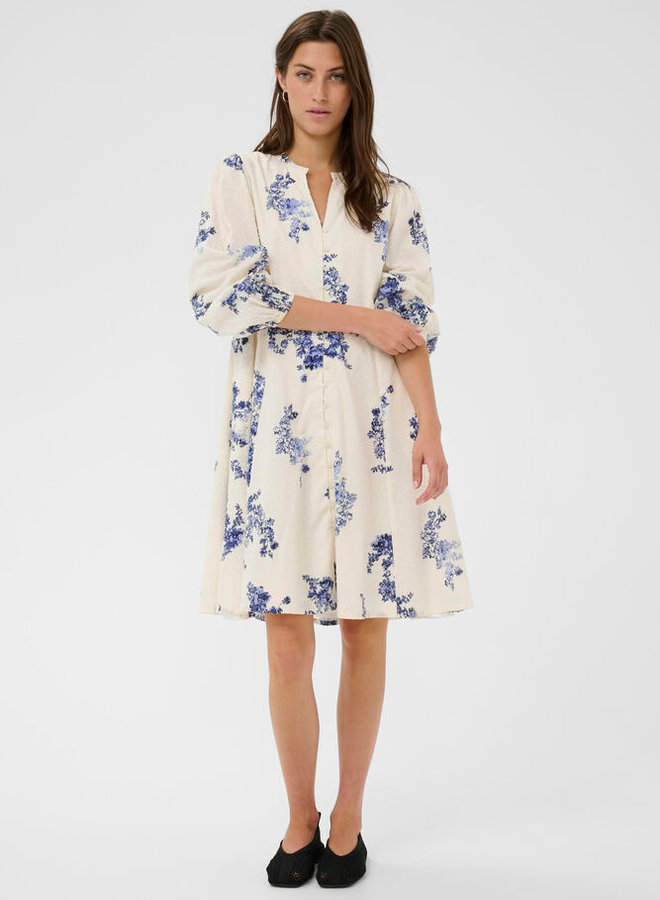 Robe Part Two Avira écrue fleurie bleue