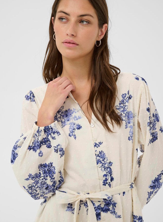 Robe Part Two Avira écrue fleurie bleu