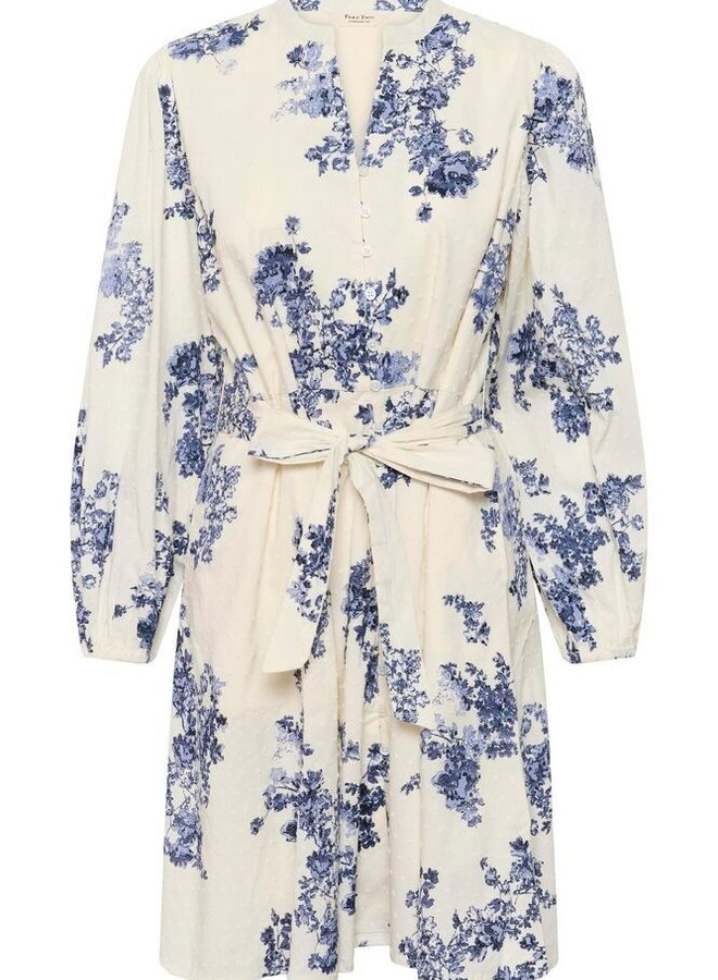 Robe Part Two Avira écrue fleurie bleue