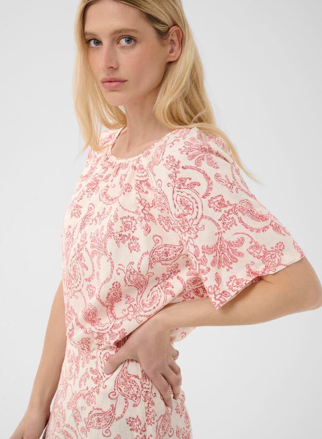 Blouse Part Two Bentha blanche paisley rouge cerise