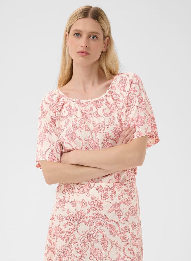 Blouse Part Two Bentha blanche paisley rouge cerise