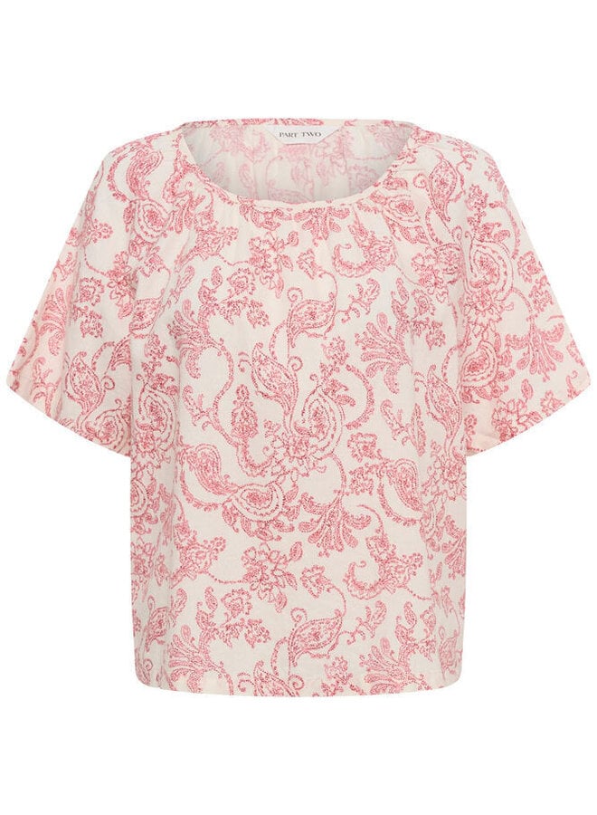 Blouse Part Two Bentha blanche paisley rouge cerise