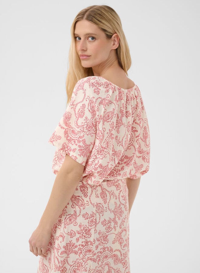 Blouse Part Two Bentha blanche paisley rouge cerise