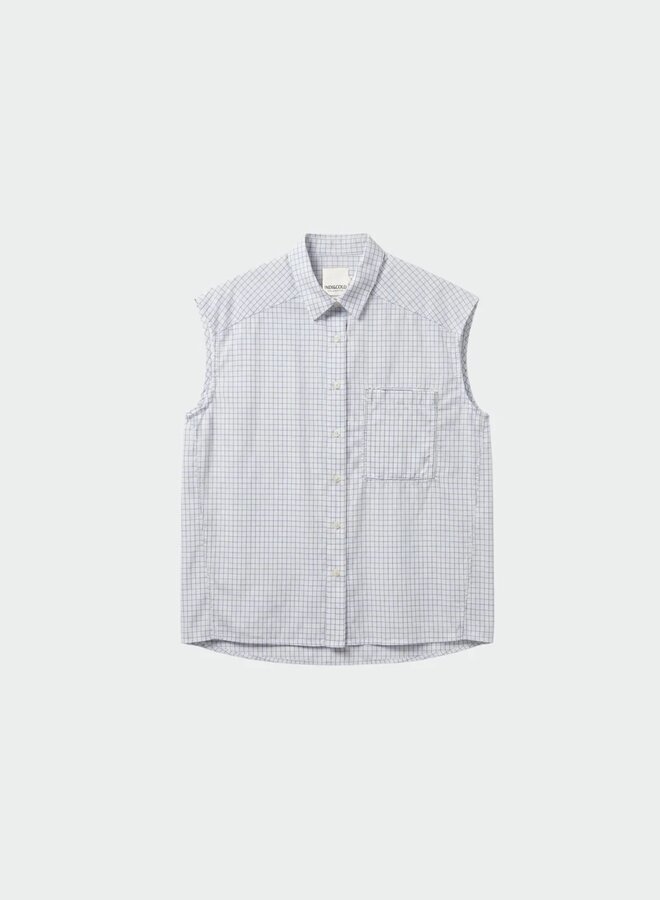 Blouse Indi & Cold blanche à carreaux bleus