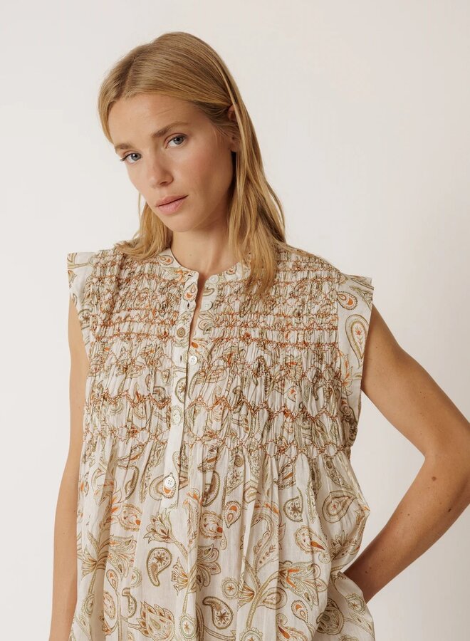 Robe Indi & Cold écrue paisley vert multi