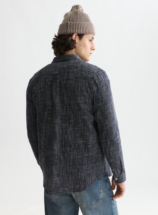 Chemise Scotch & Soda tissée gaufrée bleu marine à 2 poches à rabats