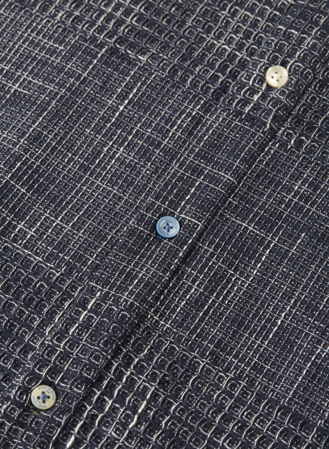 Chemise Scotch & Soda tissée gaufrée bleu marine à 2 poches à rabats