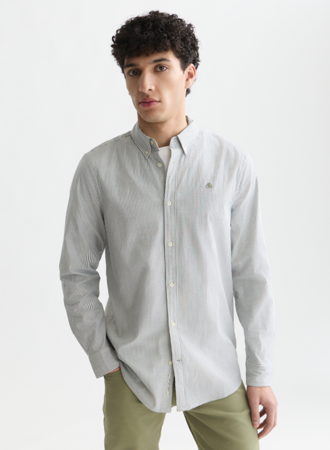 Chemise Scotch & Soda Oxford rayée bleu gris & blanche