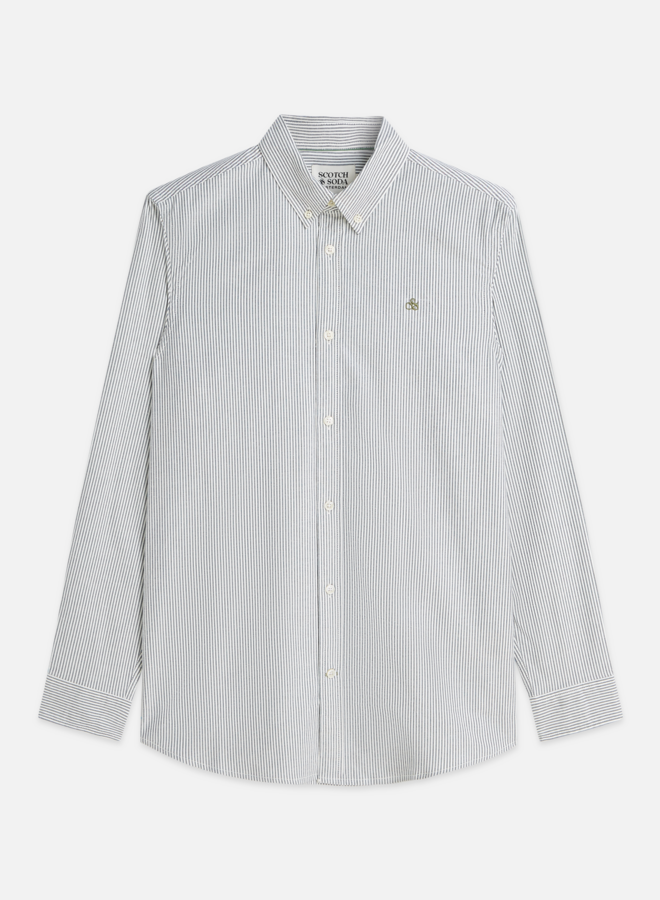 Chemise Scotch & Soda Oxford rayée bleu gris & blanche