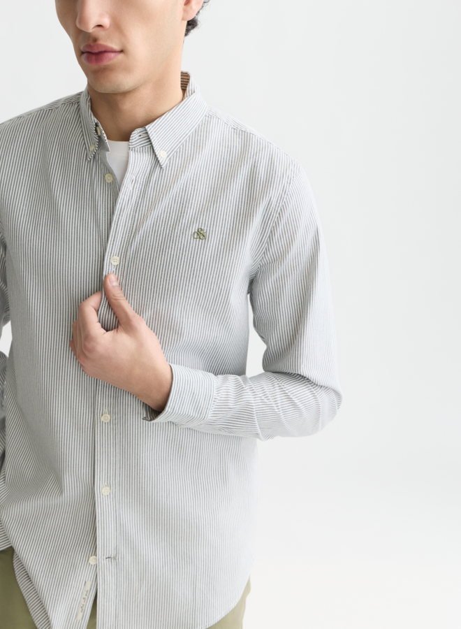 Chemise Scotch & Soda Oxford rayée bleu gris & blanche
