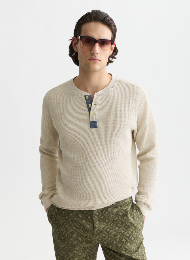 Chandail Scotch & Soda henley à manches longues gris pâle