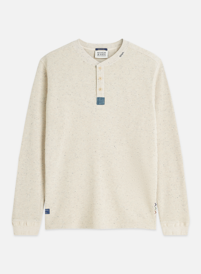 Chandail Scotch & Soda henley à manches longues gris pâle