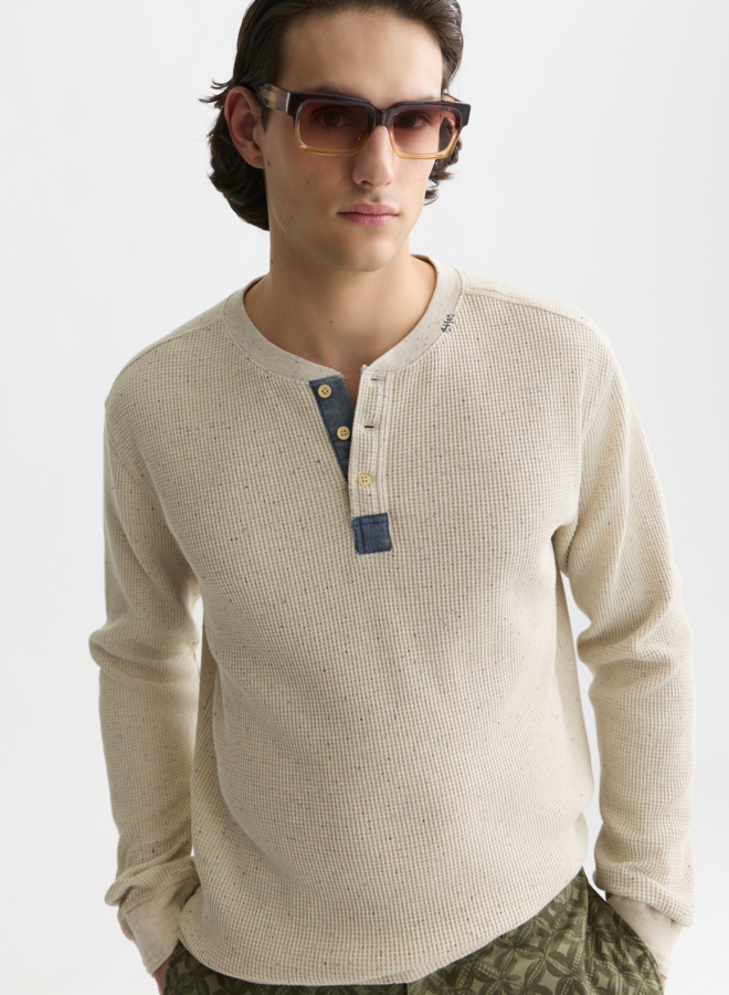 Chandail Scotch & Soda henley à manches longues gris pâle