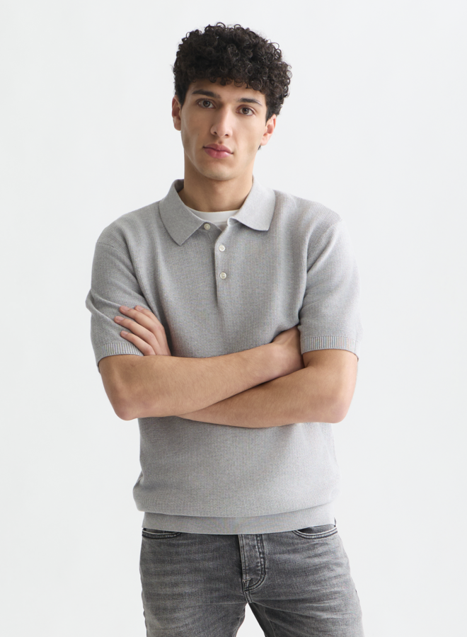 Polo Scotch & Soda en tricot gris pâle