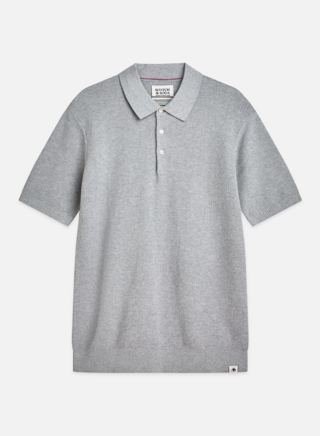 Polo Scotch & Soda en tricot gris pâle