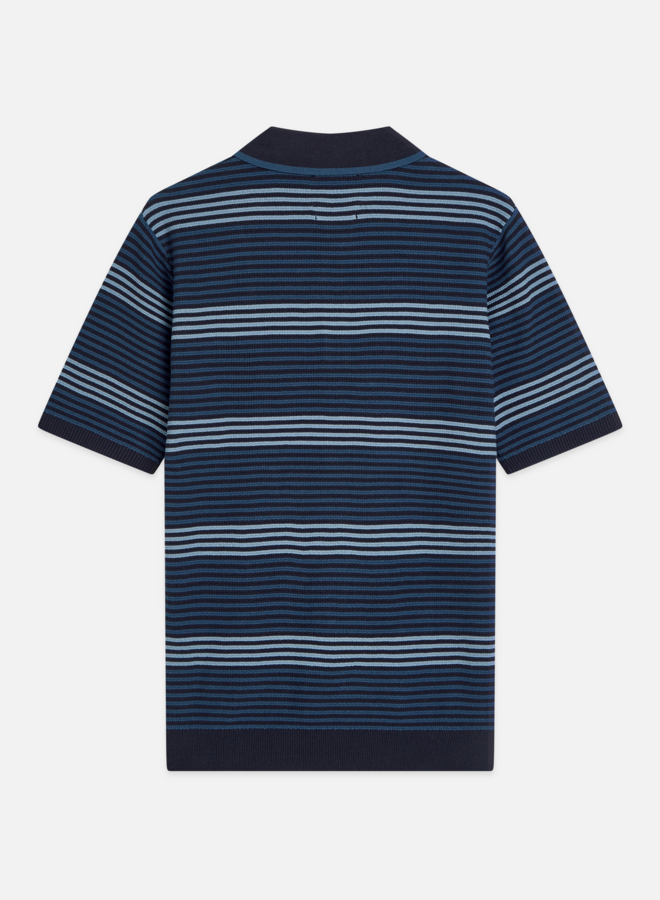 Polo Scotch & Soda rayé bleu marine & bleu pâle multi