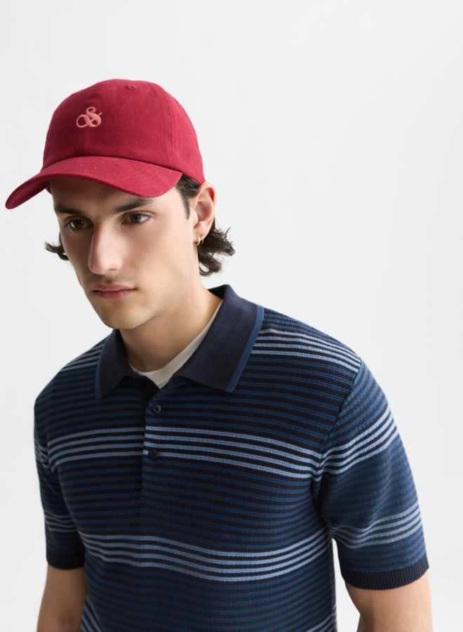 Polo Scotch & Soda rayé bleu marine & bleu pâle multi