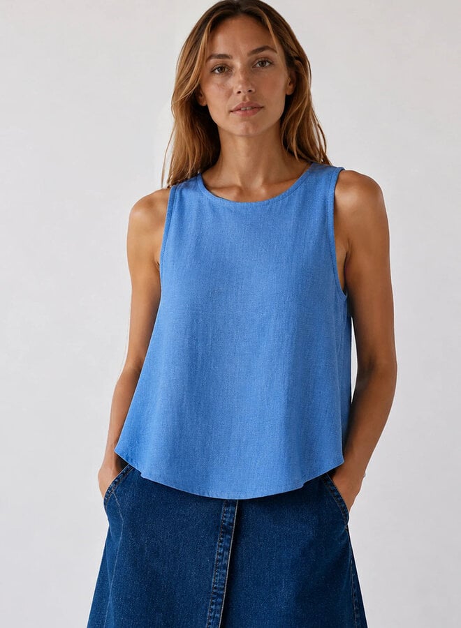Camisole Indi &Cold en lin bleu azul