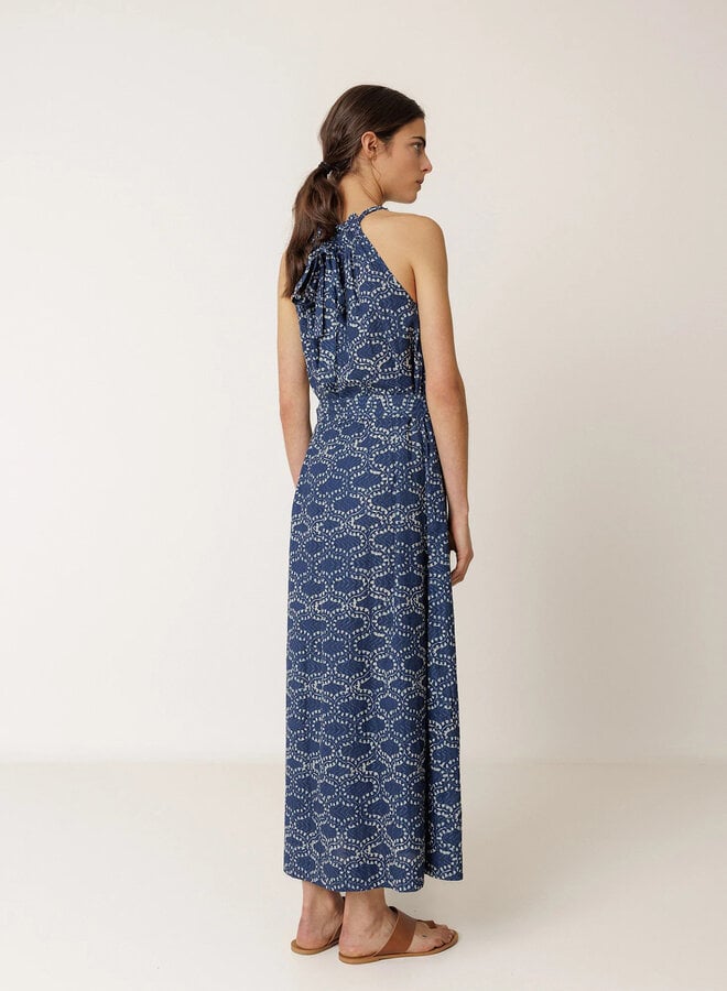 Robe Indi &Cold longue bleu marine à motif crème