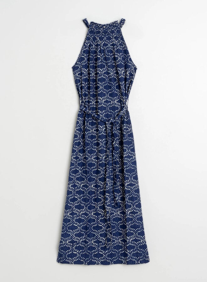 Robe Indi &Cold longue bleu marine à motif crème