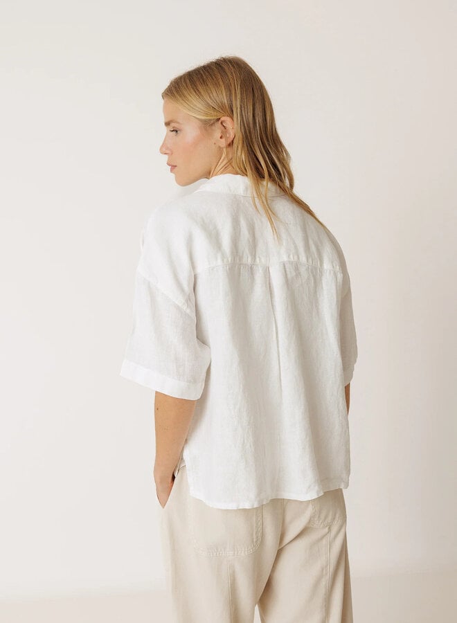 Chemisie Indi &Cold manches courtes en lin blanc