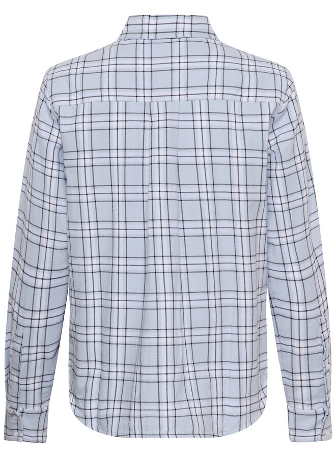 Chemise Part Two Yana à col classique bleu aube à carreaux noirs