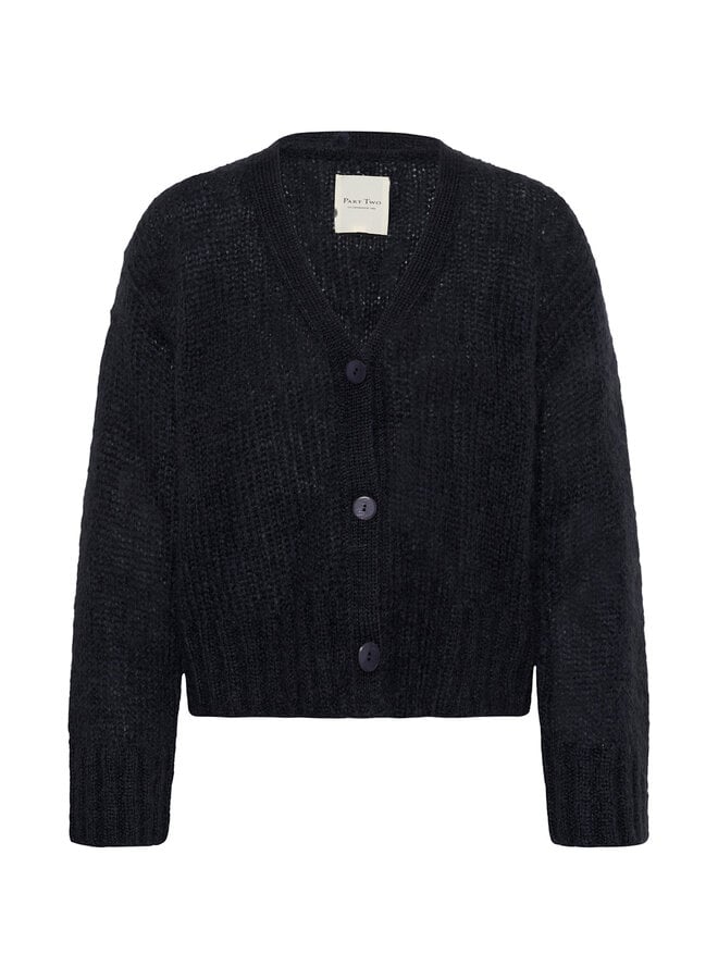 Cardigan Part Two Zendaya à col V boutonné en mohair bleu marine