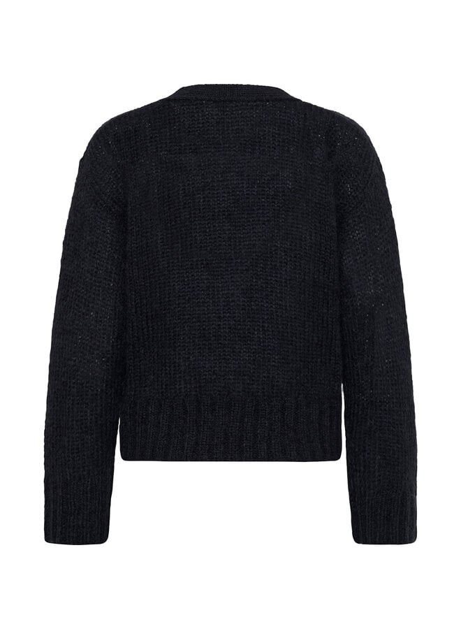 Cardigan Part Two Zendaya à col V boutonné en mohair bleu marine