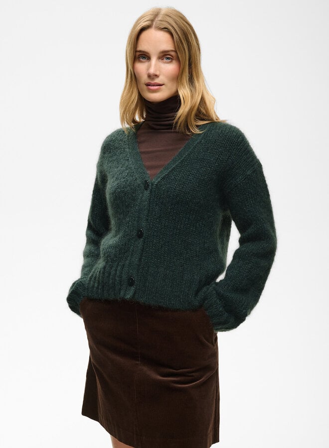 Cardigan Part Two Zendaya à col V boutonné en mohair vert pignons verts