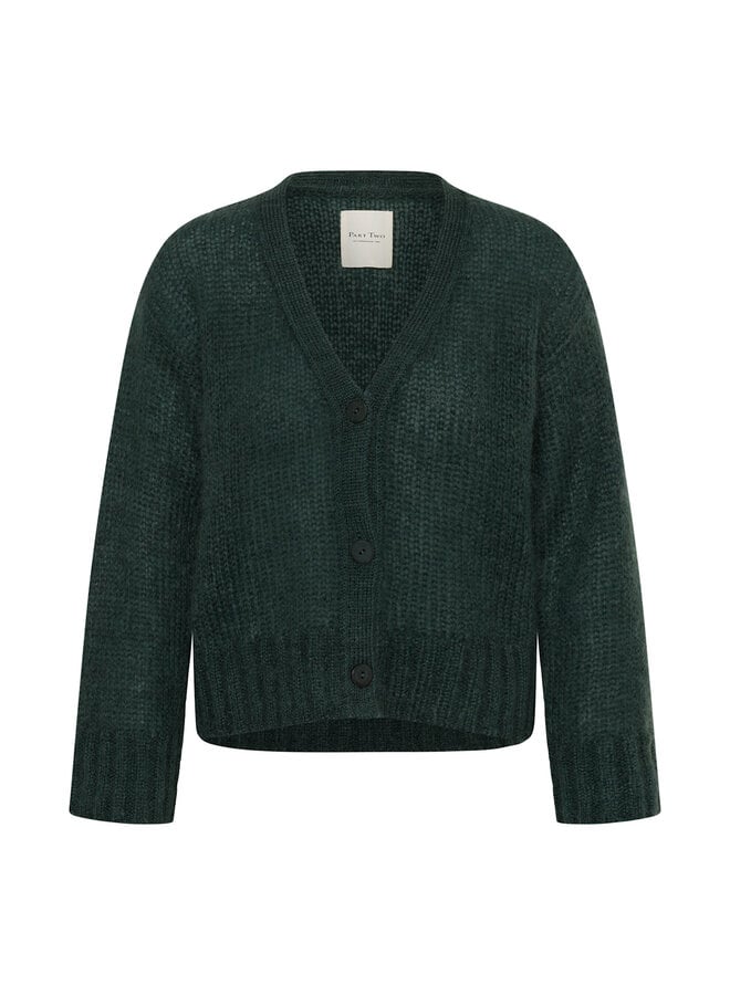 Cardigan Part Two Zendaya à col V boutonné en mohair vert pignons verts