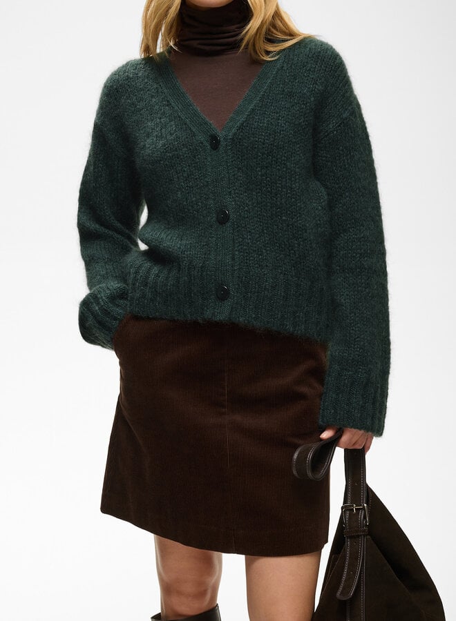 Cardigan Part Two Zendaya à col V boutonné en mohair vert pignons verts