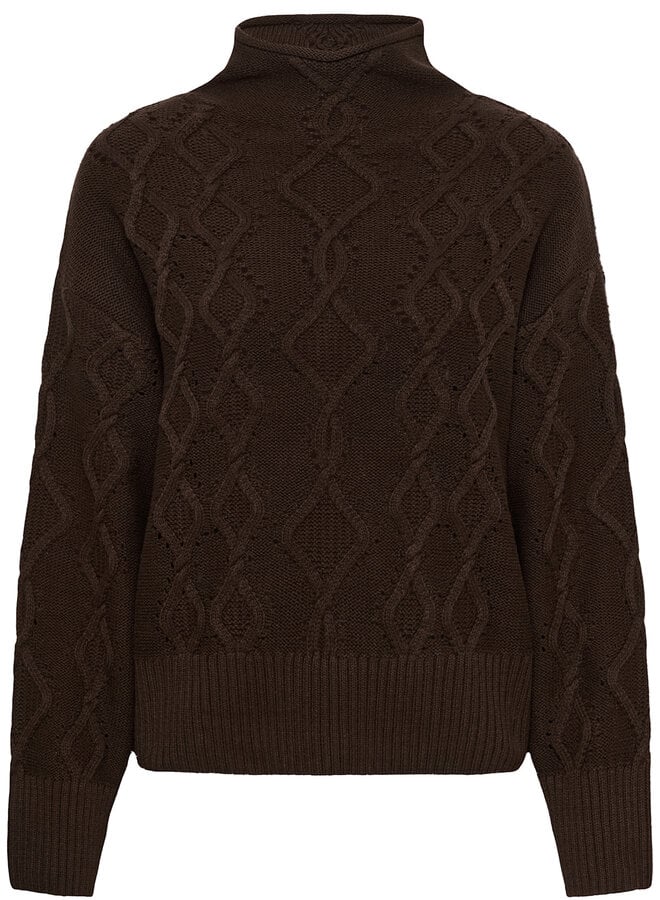 Tricot Part Two Charnel à col montant câblé brun