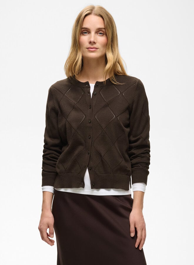 Cardigan Part Two Cianna à col rond boutonné brun