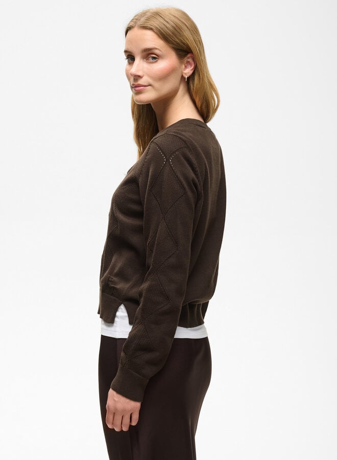Cardigan Part Two Cianna à col rond boutonné brun