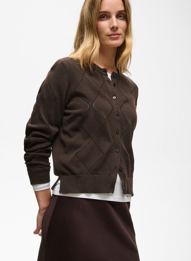 Cardigan Part Two Cianna à col rond boutonné brun