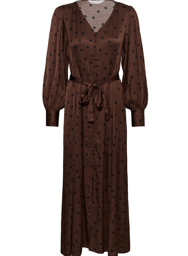 Robe longue Part Two Ciluca brune à pois noirs